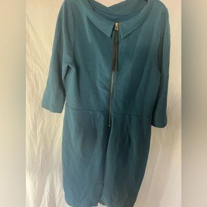 Boden Teal Sheath Dress Back Zipper Retro 16
